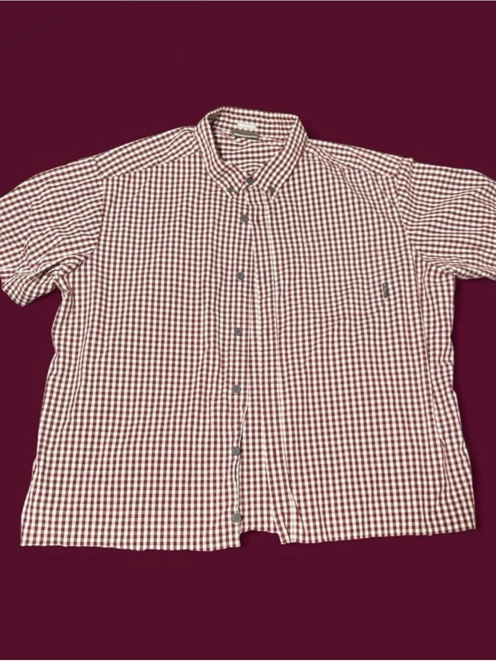 Men's Short Sleeve Button-Down Shirt - Burgundy Check from Columbia